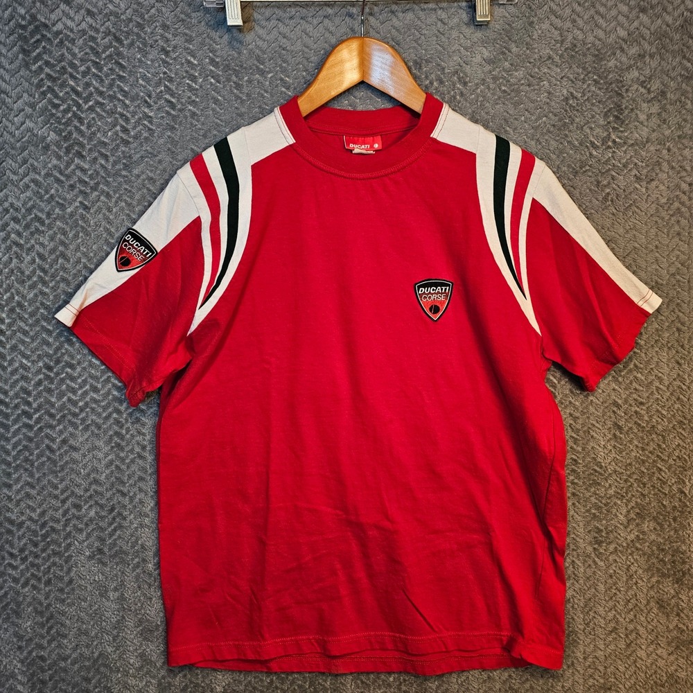 Ducati Corse Boys Red Racing‎ T-Shirt Short Sleeve Embroidered Patch Size L